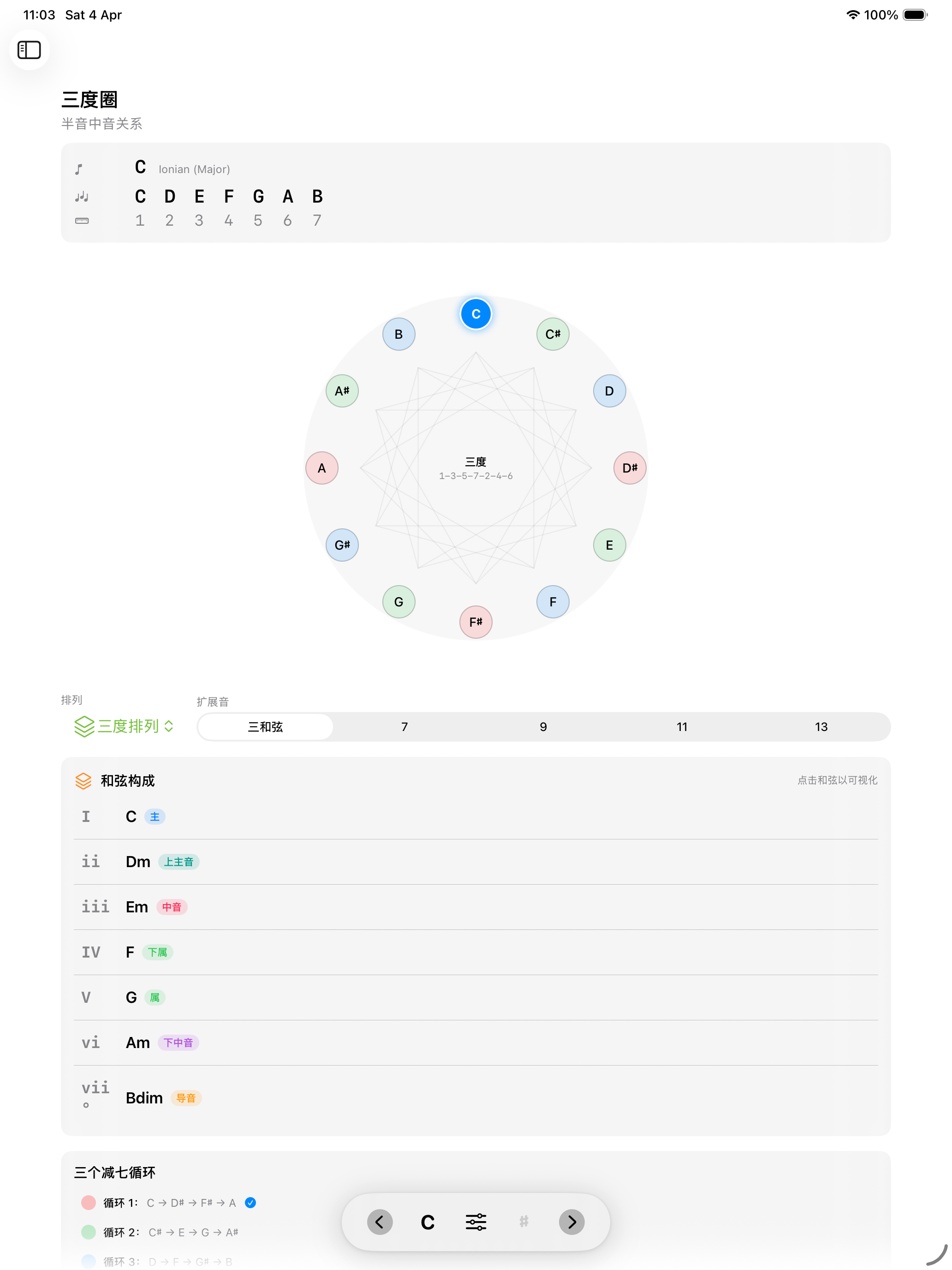 iPad上的三度圈界面